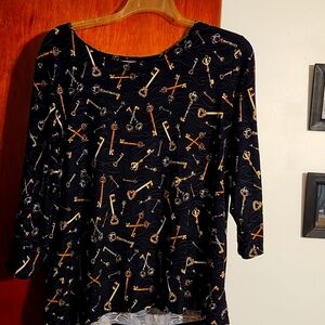 3/4 length sleeve black JM COLLECTION top